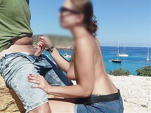 on holiday in Ibiza, I publicly give a blowjob to my stepfather while my mother is on the beach